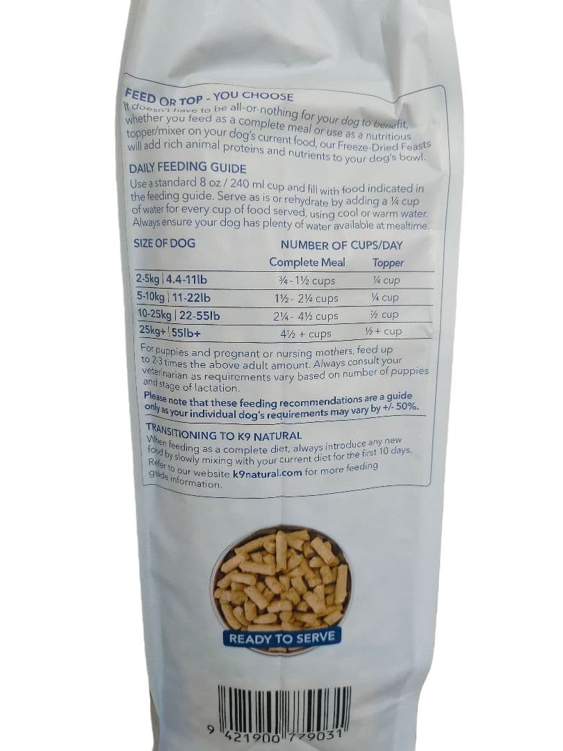 K9 Natural ビーフ フィースト 3、6Kg