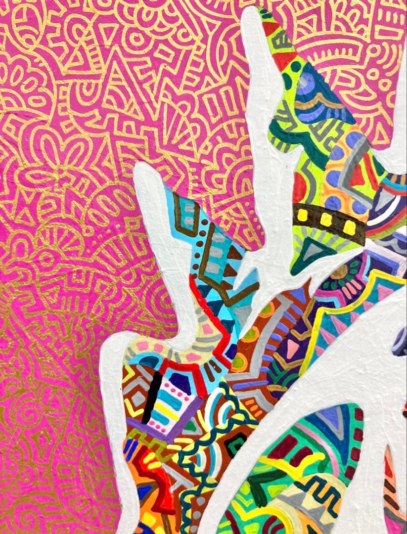 値下げ　原画　鶏　動物画　絵画　肉筆画　アクリル画　現代アート　細密画　一点物