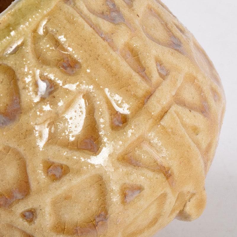 美濃焼　加藤芳右衛門作　黄瀬戸　茶巾筒　C　8385