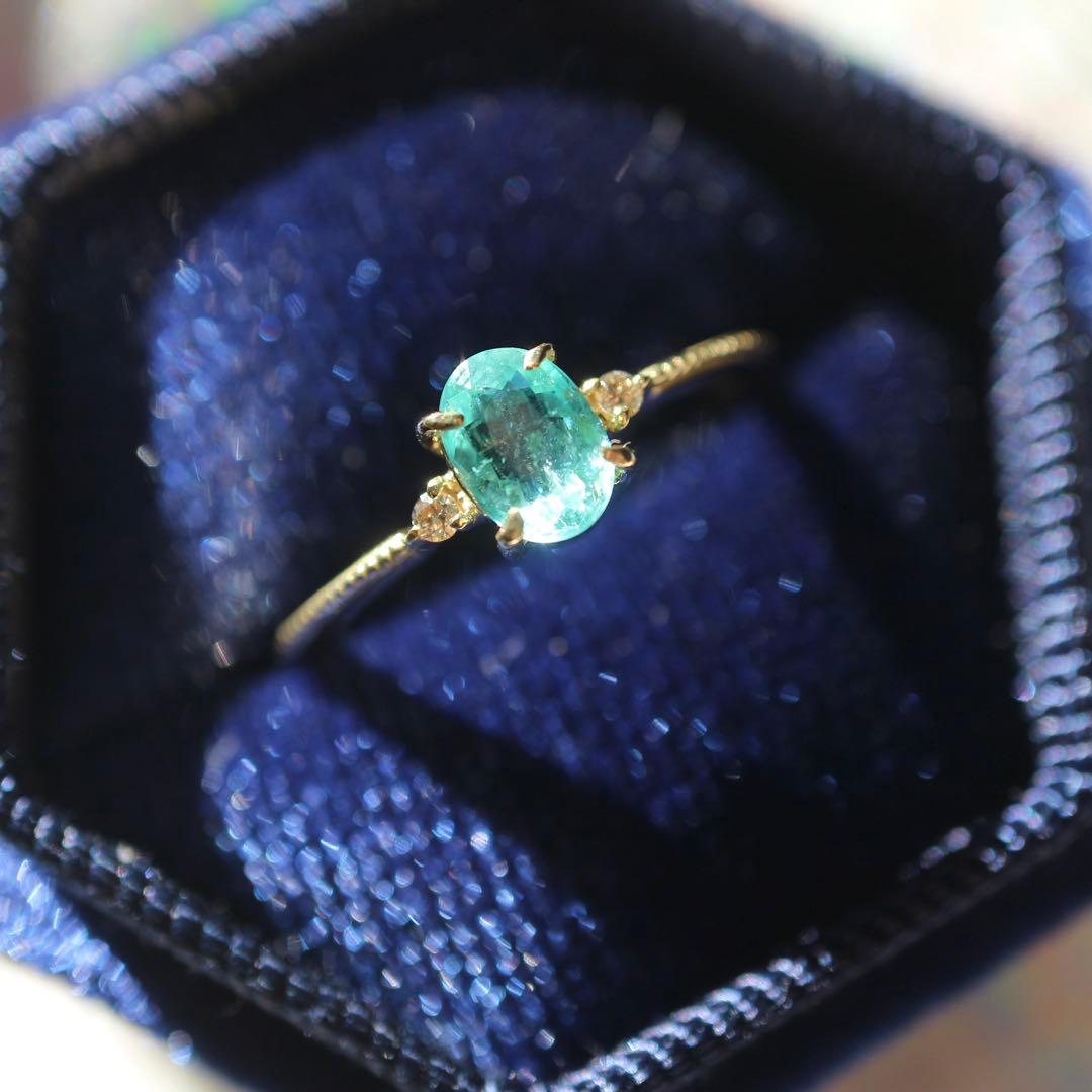 0.634パライバトルマリンリング K18イエローゴールド