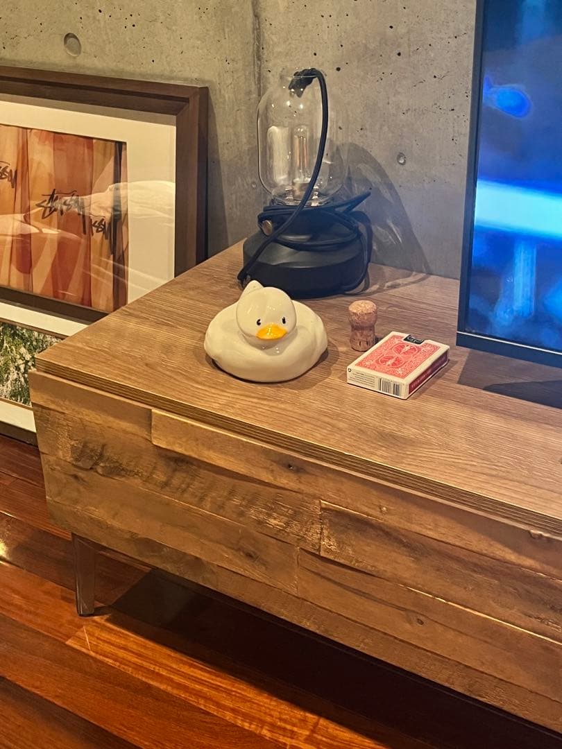 lowya テレビ台 178cm アカシア無垢材使用 収納付スチール脚