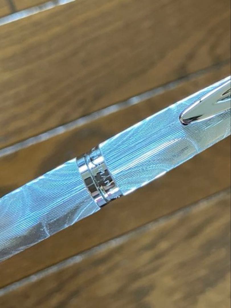 WATERMAN ビンテージ 万年筆 モアレ　シルバー　18K750 美品　CF