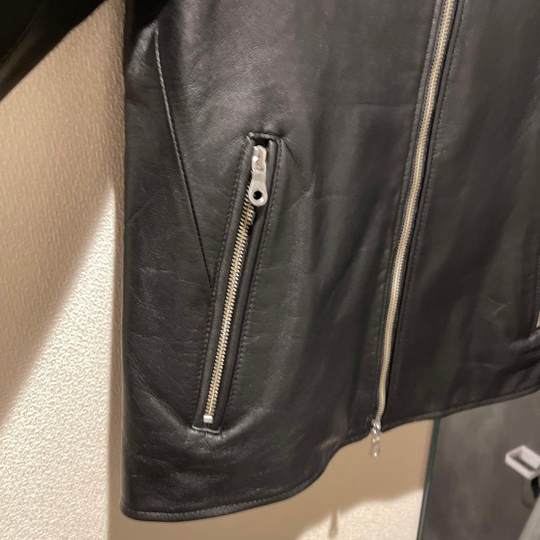 黒 レザー シングルライダースジャケット ABAHOUSE ヤギ革