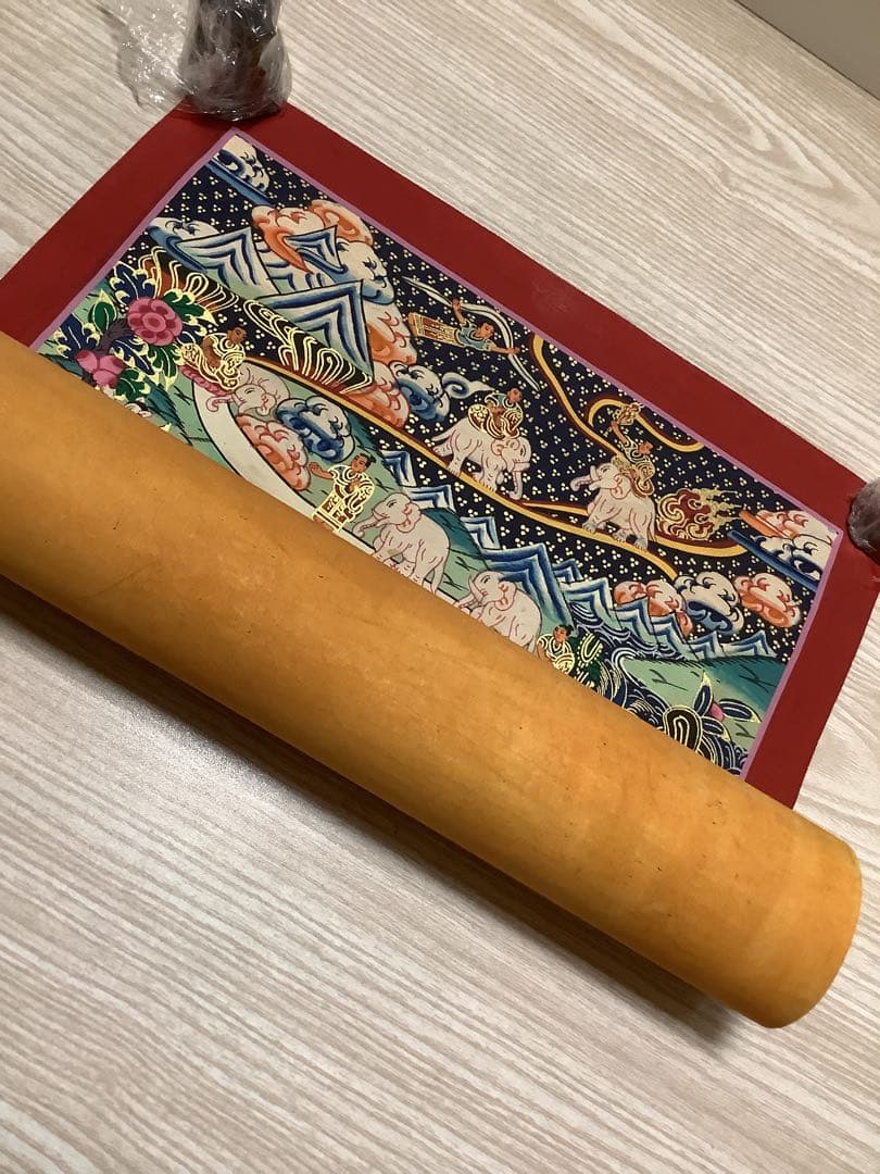 《 チベット密教　新品　1点物 》 手描き　曼荼羅　天国への道　仏画　仏教　g5