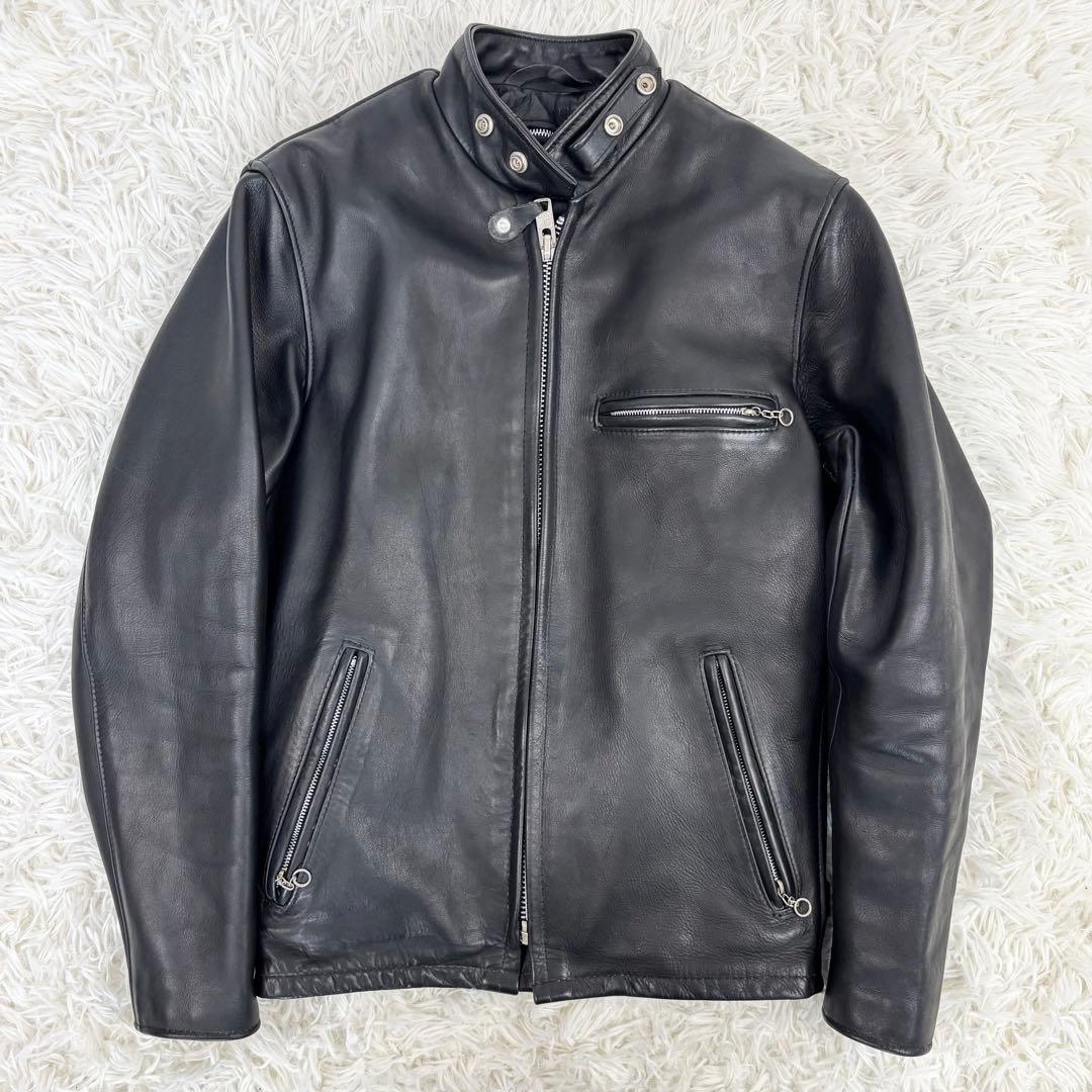 ショット 641 ライナー付 レザー シングルライダースジャケット 黒 USA製