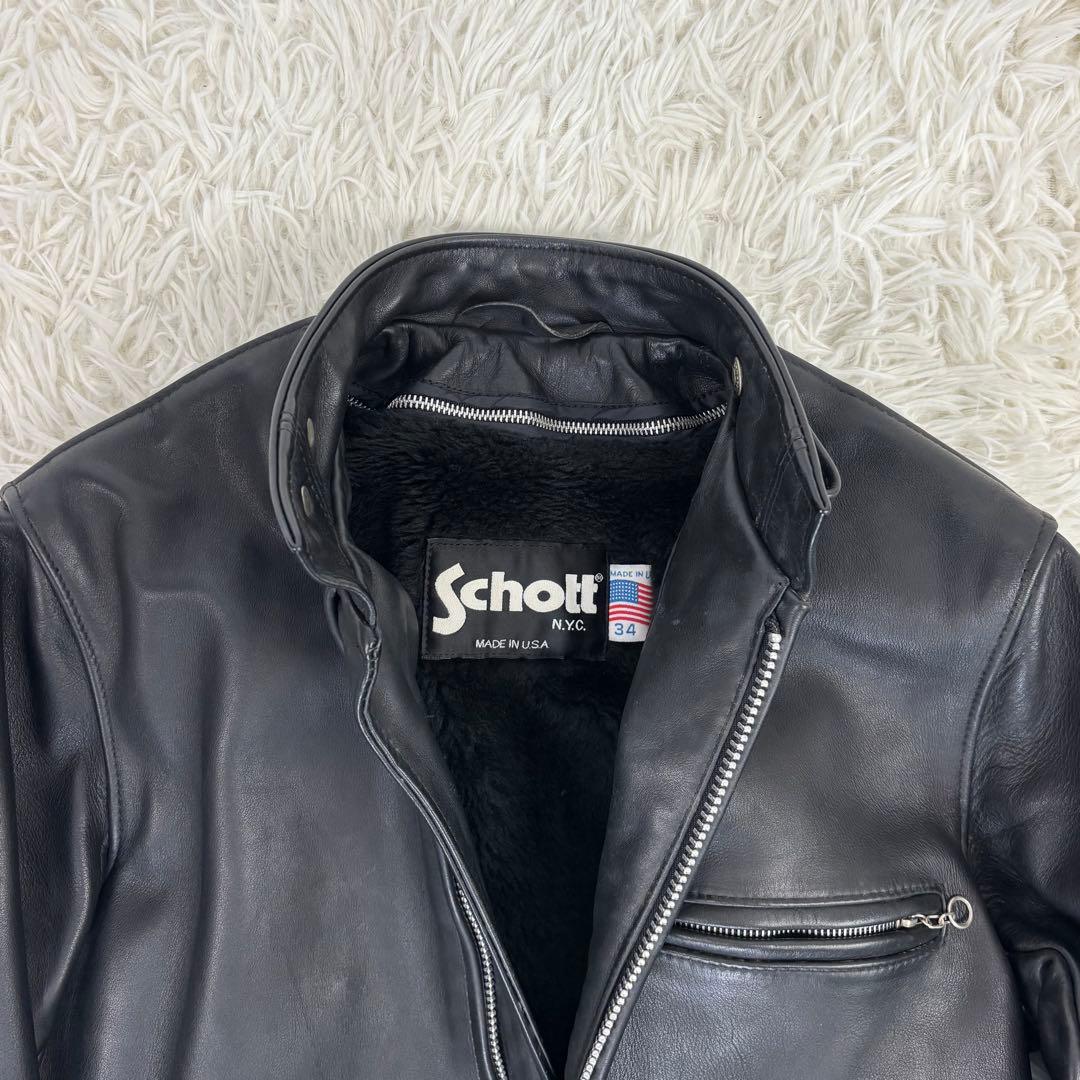ショット 641 ライナー付 レザー シングルライダースジャケット 黒 USA製