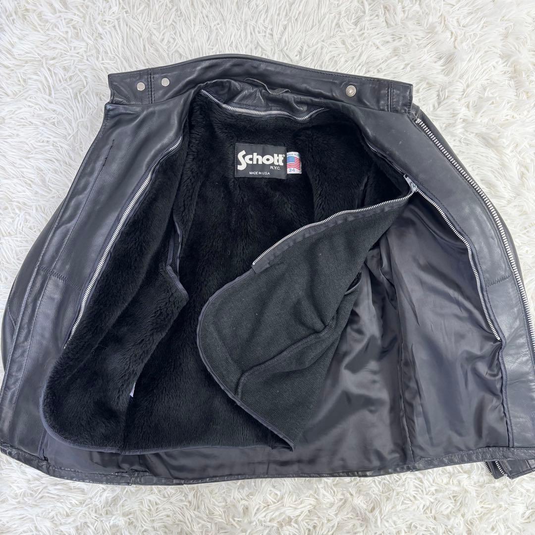 ショット 641 ライナー付 レザー シングルライダースジャケット 黒 USA製