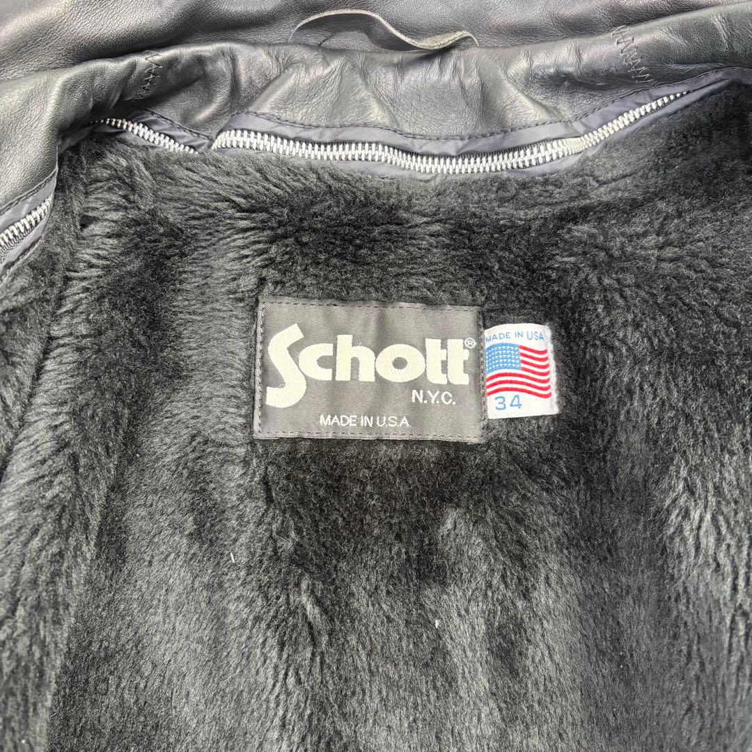 ショット 641 ライナー付 レザー シングルライダースジャケット 黒 USA製