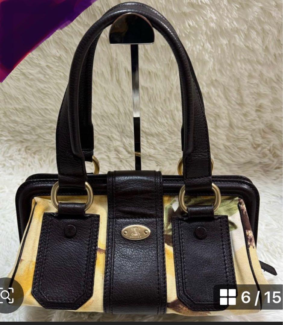 【激レア】　セリーヌ　ハンドバッグ　レザー　キャンバス　CELINE