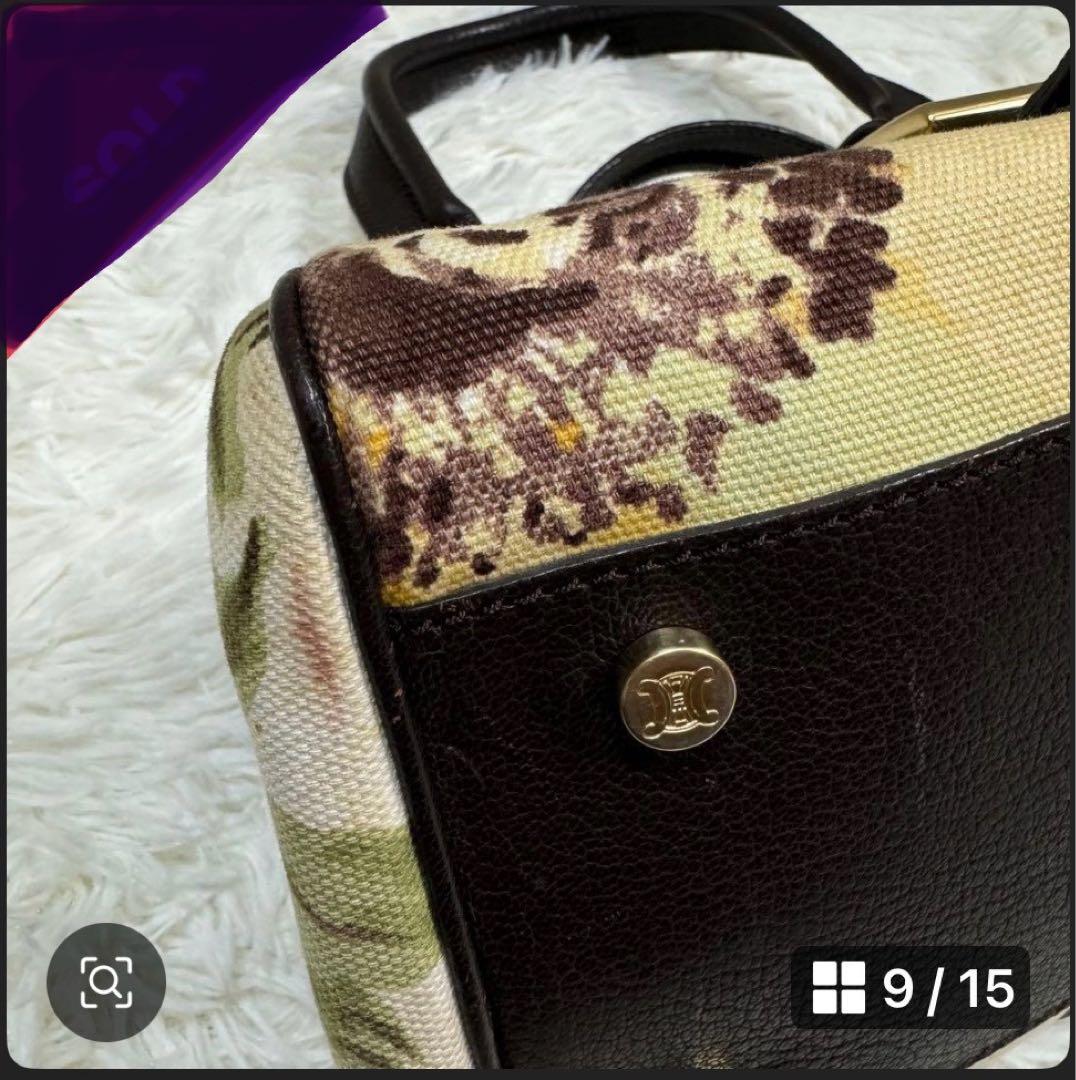 【激レア】　セリーヌ　ハンドバッグ　レザー　キャンバス　CELINE