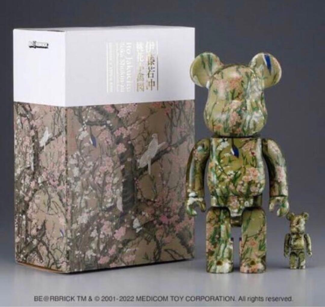 BE@RBRICK 伊藤若冲「桃花小禽図」 100% ＆ 400%