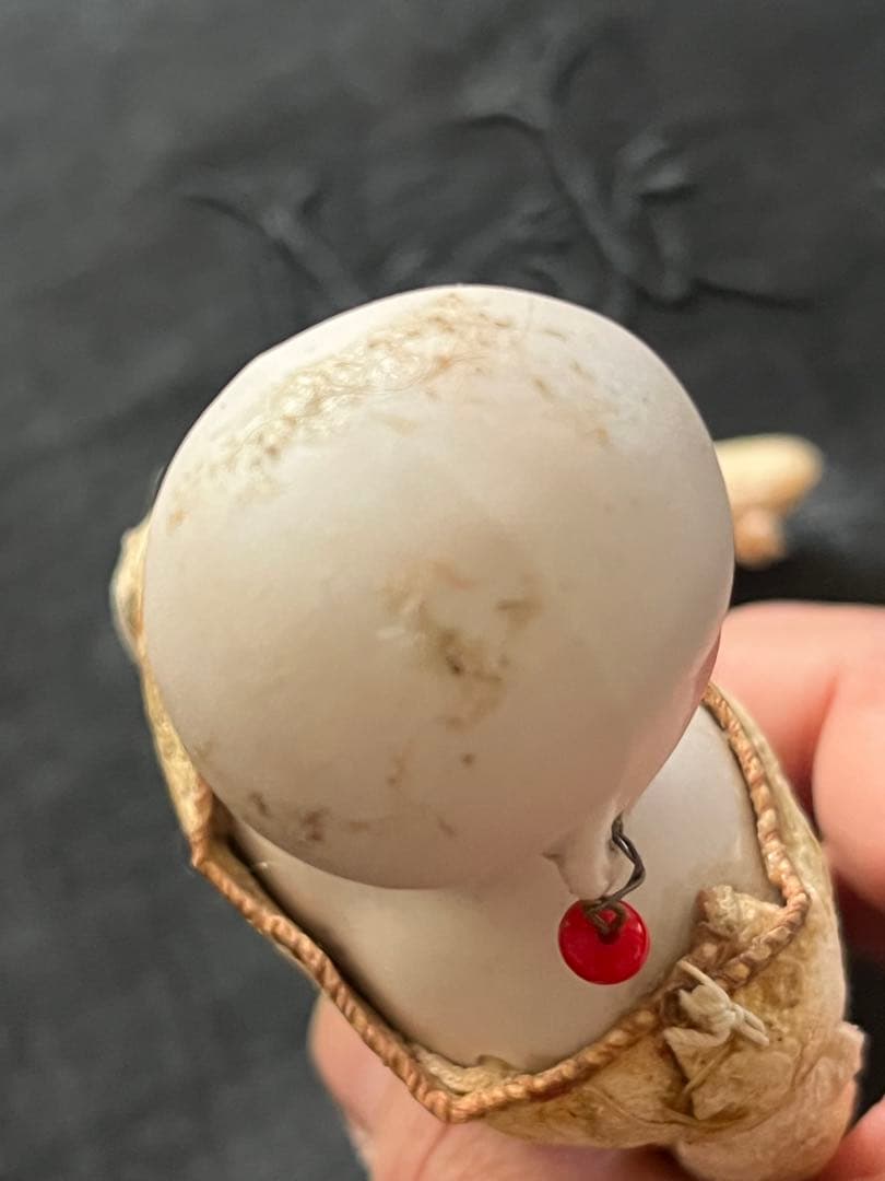 アンティークフランスドールビスクドールロココリボントリムドレス帽子セット