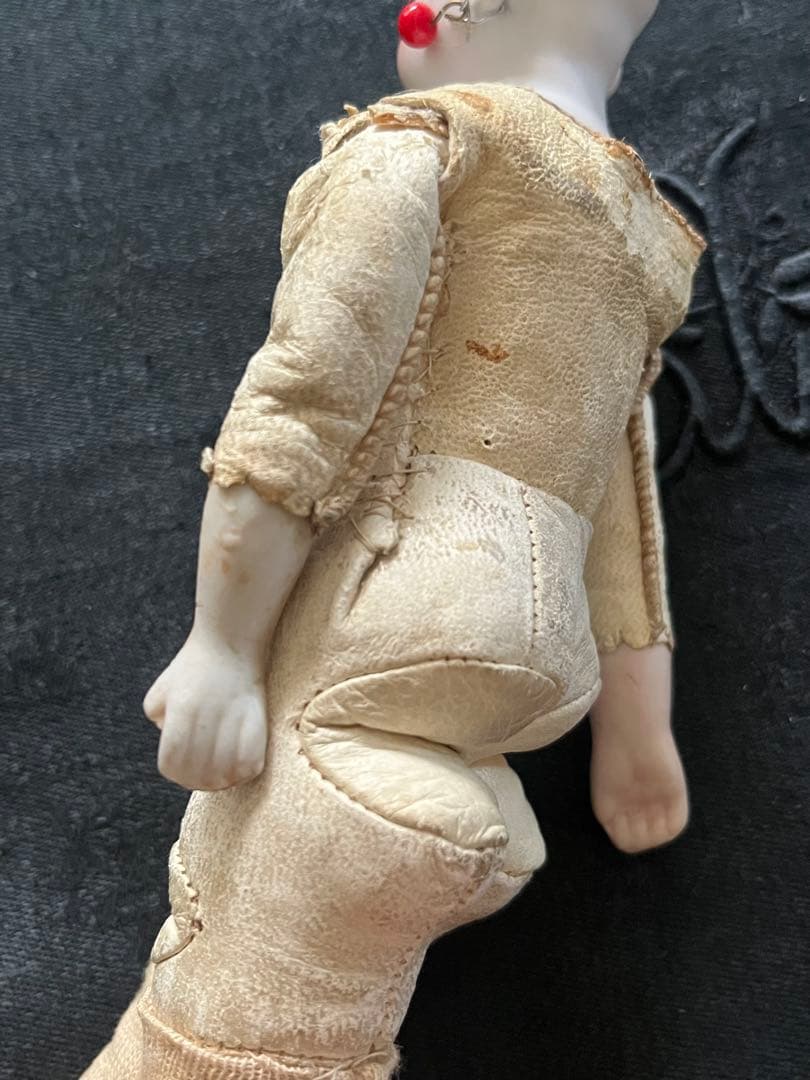 アンティークフランスドールビスクドールロココリボントリムドレス帽子セット