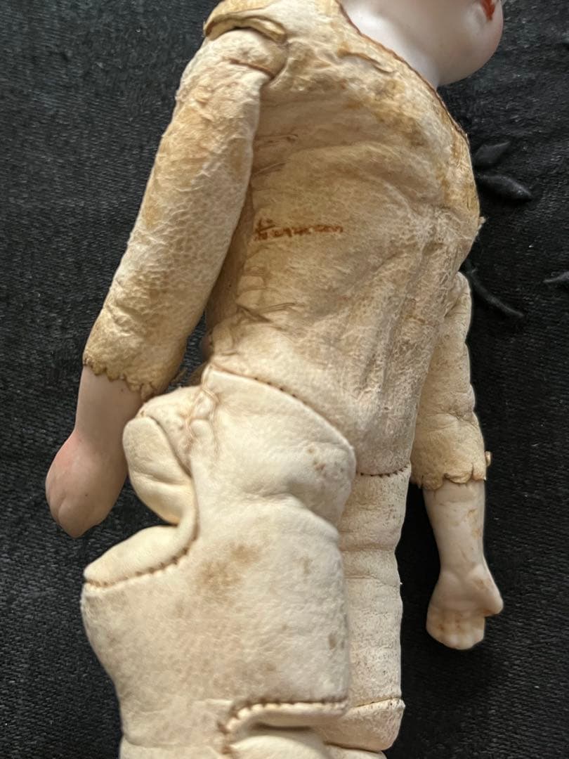 アンティークフランスドールビスクドールロココリボントリムドレス帽子セット