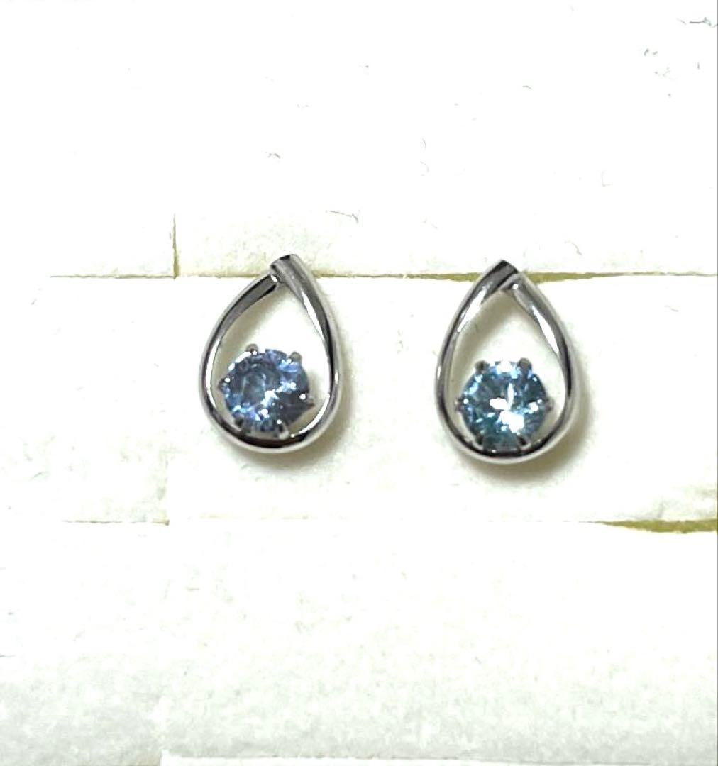 新品★4℃★K10★アクアマリン★雫ピアス