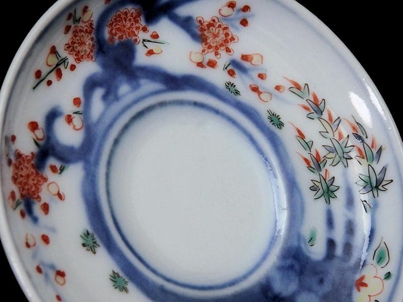 大聖寺伊万里　色絵　竹笹に梅の図　豆皿　F166AS-CTz