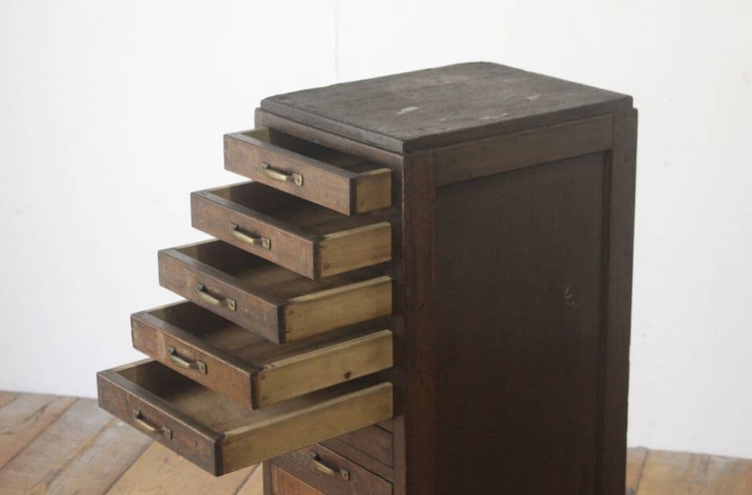 両面引き出し 抽斗 11杯 仕分け 書類 A4 小物入れ 木製 アンティーク英国