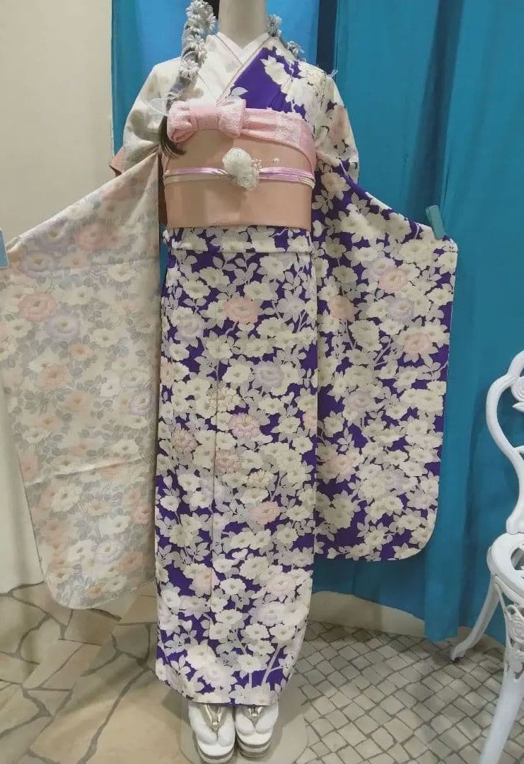 振袖フルセット、正絹振袖、成人式、重ね衿、帯揚げ帯締め、西陣京の袋帯、襦袢