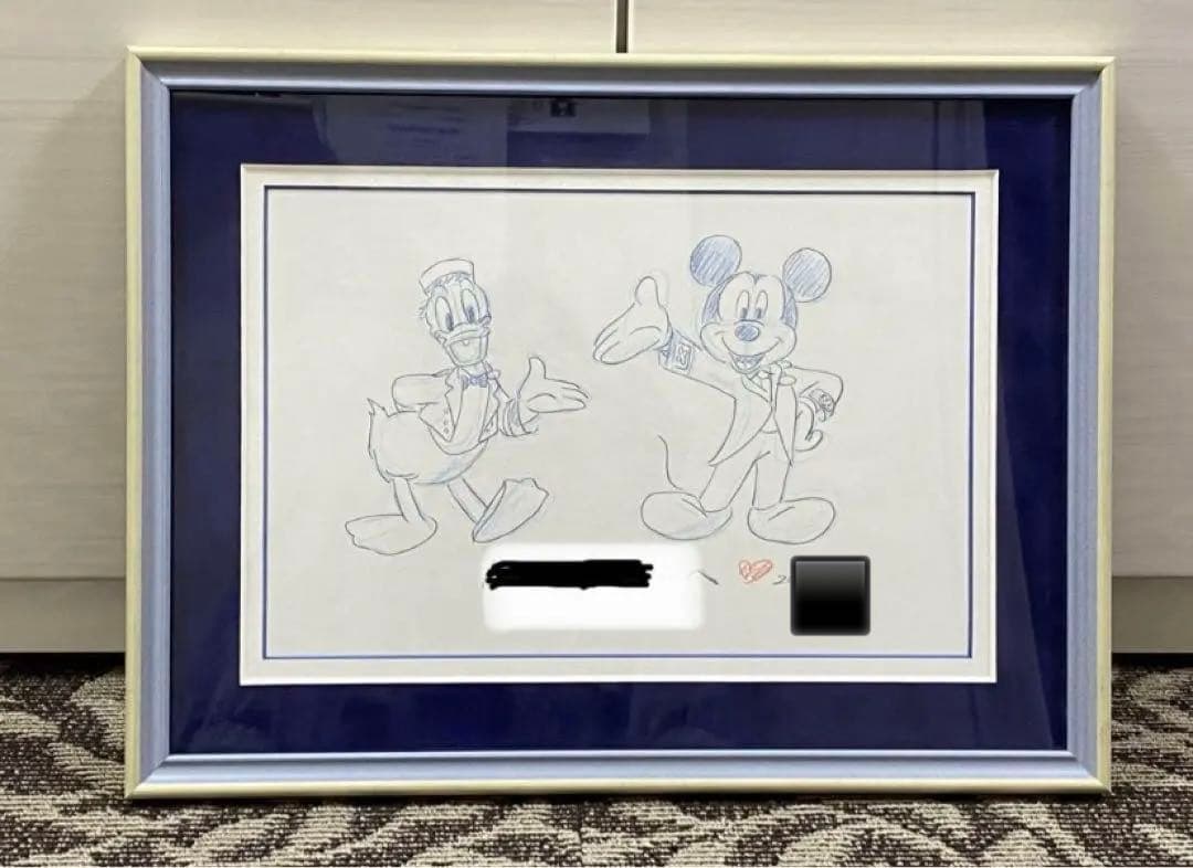 ディズニー公認アニメーター★ミッキー&ドナルド★ドローイング★額縁付き★非売品