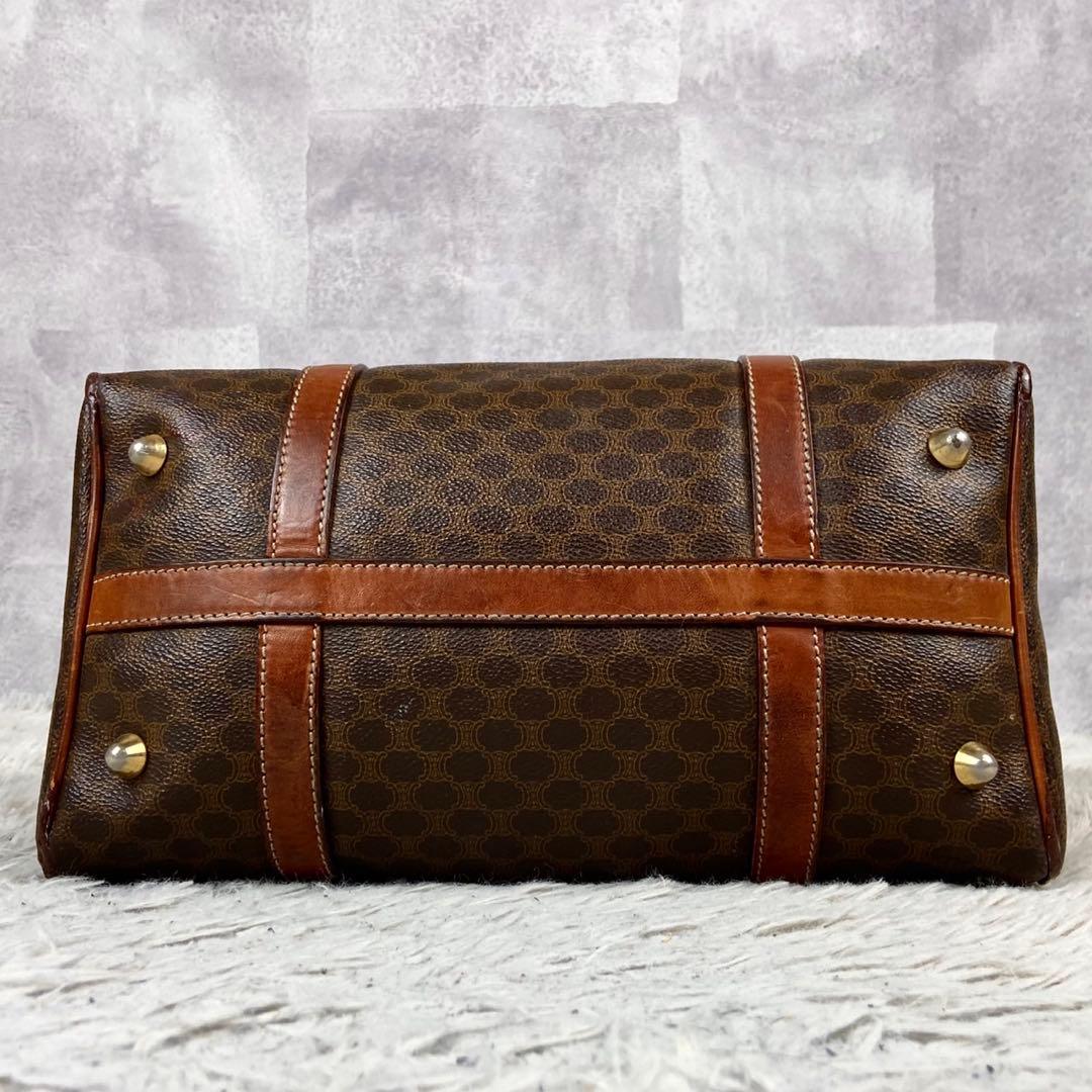 超希少 セリーヌ PVC レザー マカダム ボストンバッグ トリオンフ ブラウン