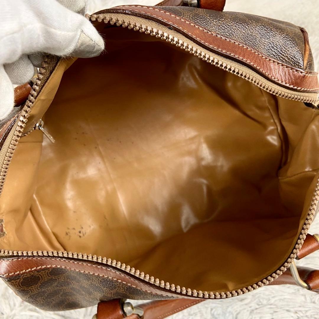 超希少 セリーヌ PVC レザー マカダム ボストンバッグ トリオンフ ブラウン