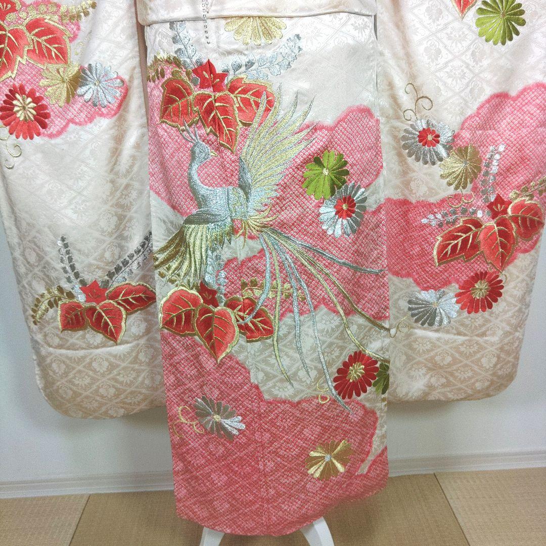 格安！　振袖フルセット　9点　成人式　結婚式　前撮り　白　ピンク　総刺繍　絞り柄