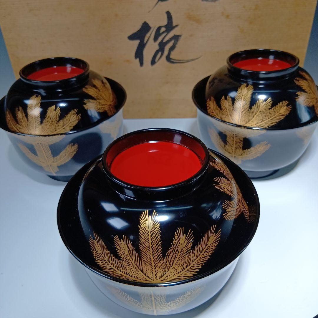 最終値下げ輪島塗　吸物椀5客　在銘(喜平)作　共箱　 美品