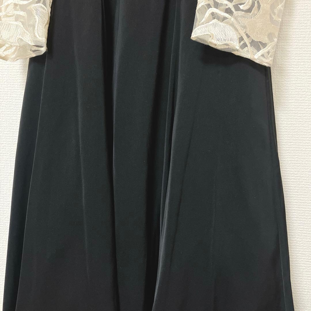 美品　人気　エトル　バック刺繍フレアドレス　パーティー　オケージョン　M