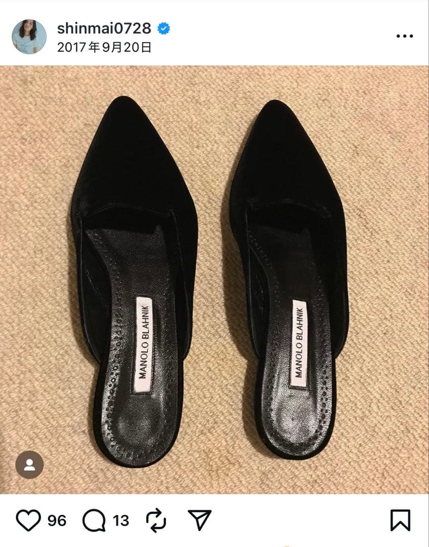 マノロブラニク 37 ブラック ベロア ミュール 靴 シューズ マノロ 黒