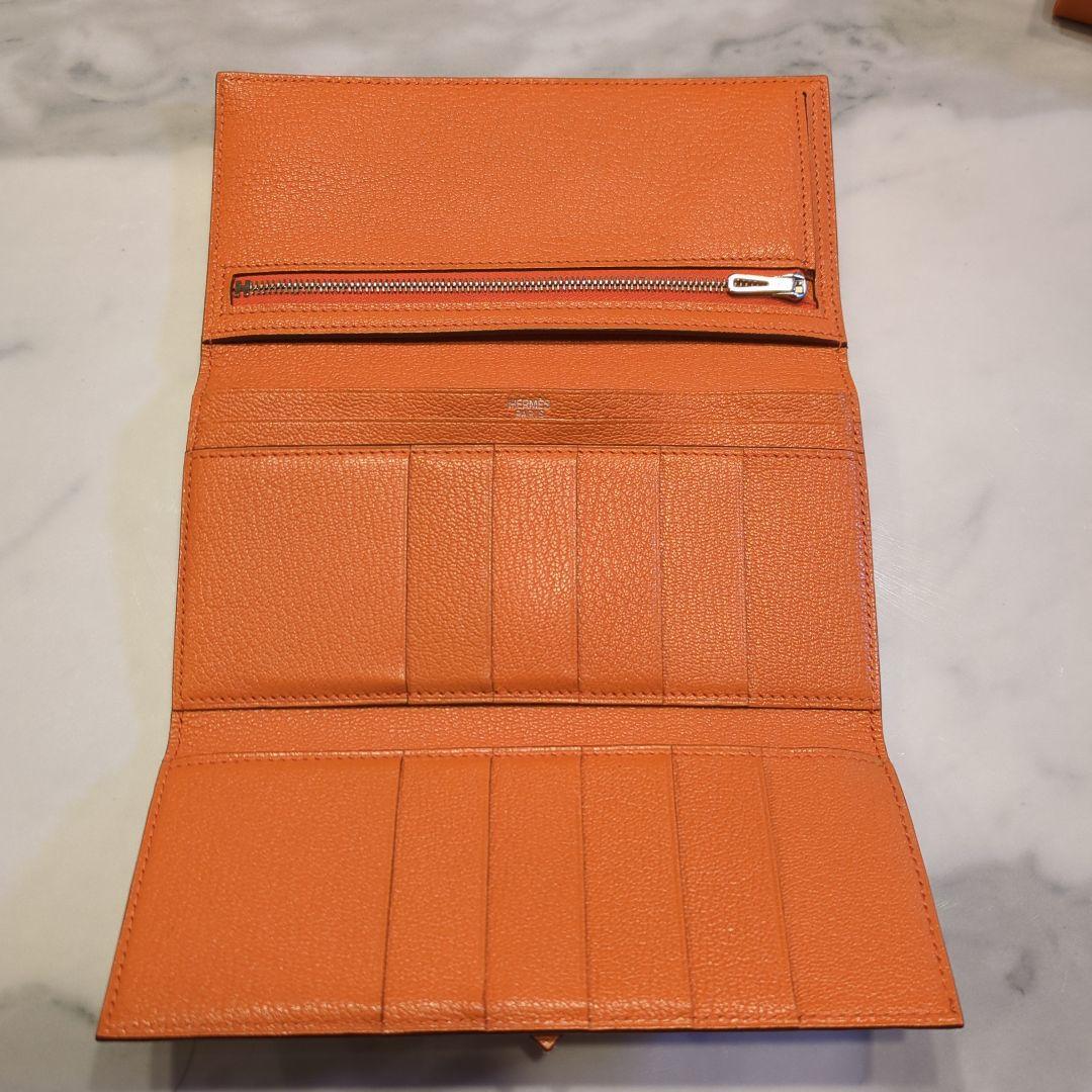 エルメス　ベアン2PLIS オレンジ&ブラウン□M刻印2009 シルバー金具