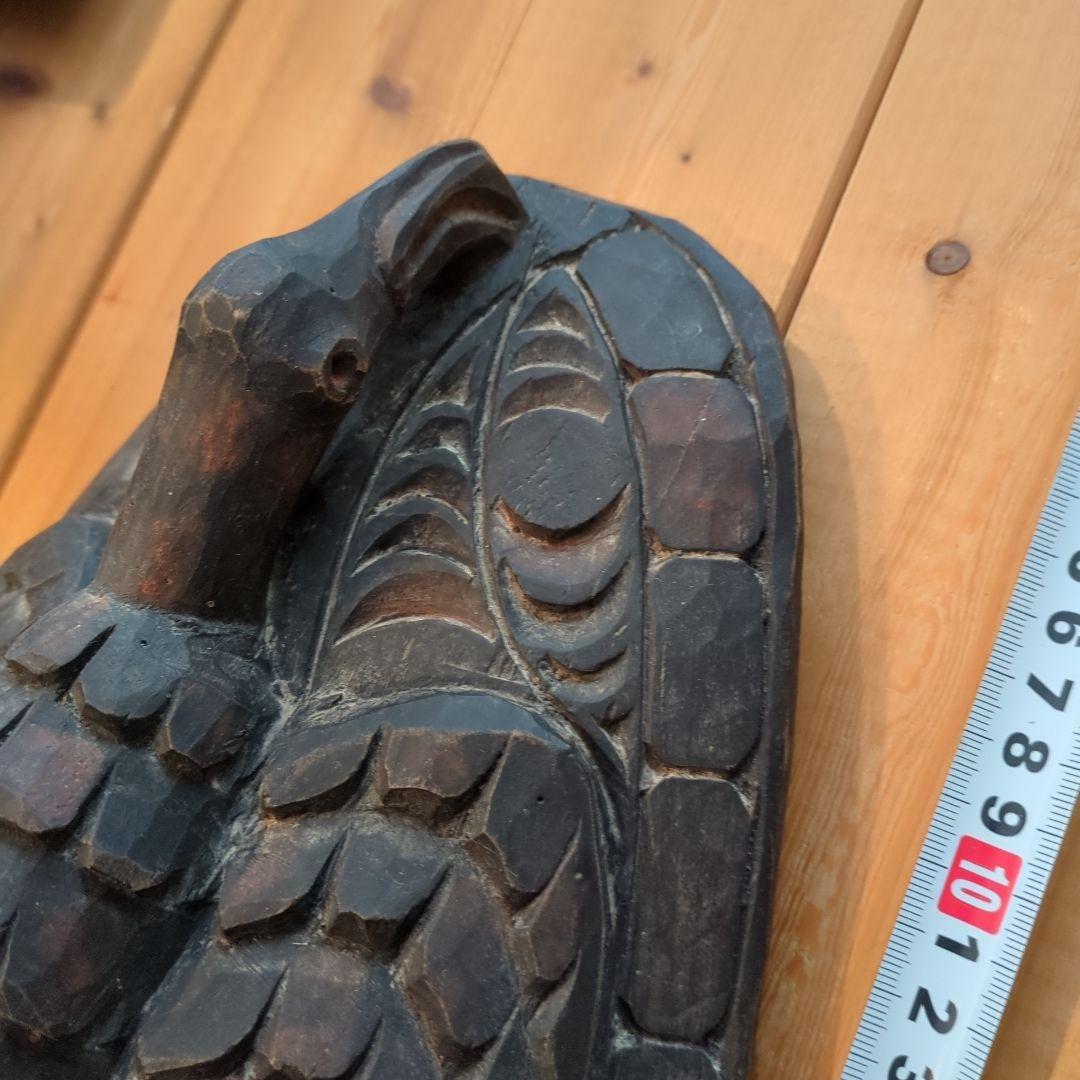 アンティーク　パプアニューギニアの木製マスク　長さ62センチ貝殻目