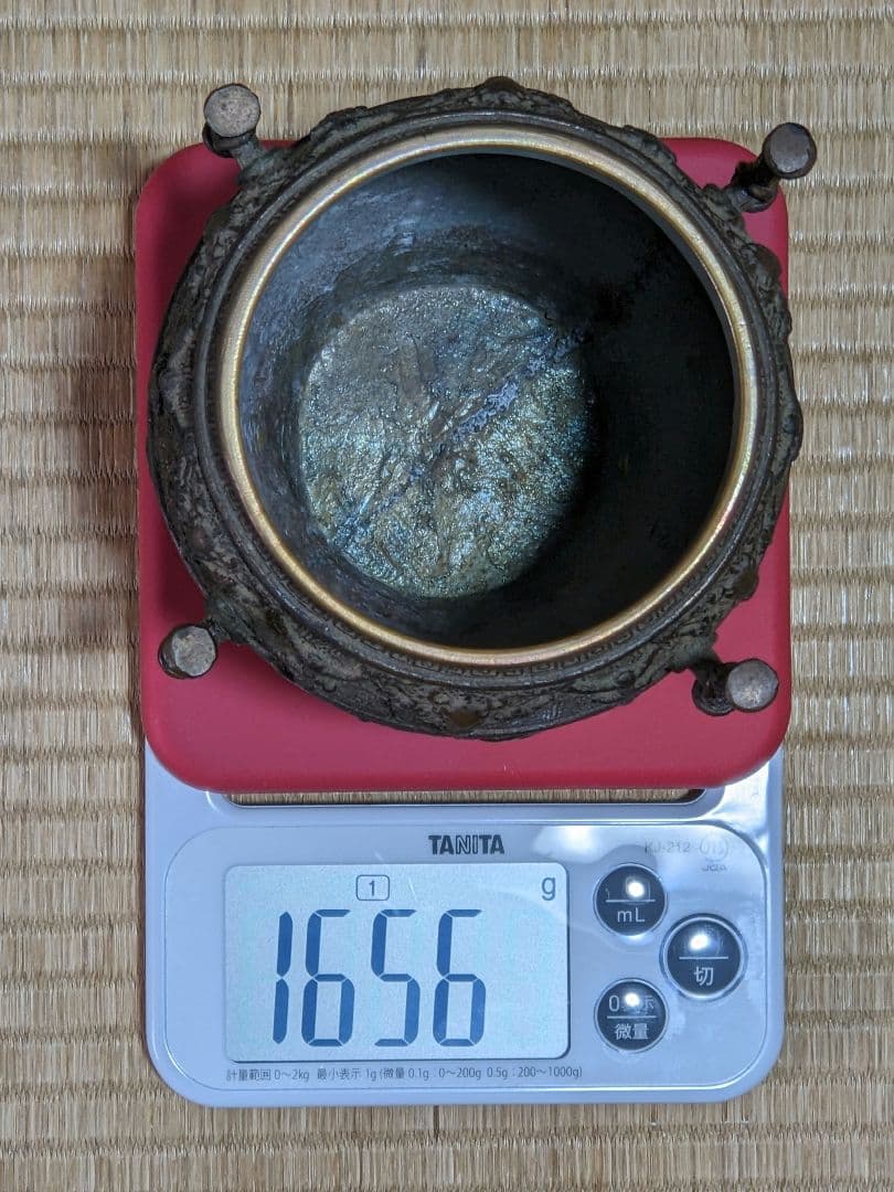 ⭐華道花活け 神獣 双耳亀甲瓔珞文様銅製 大日本文政年整珉鋳 細密鋳金骨董品