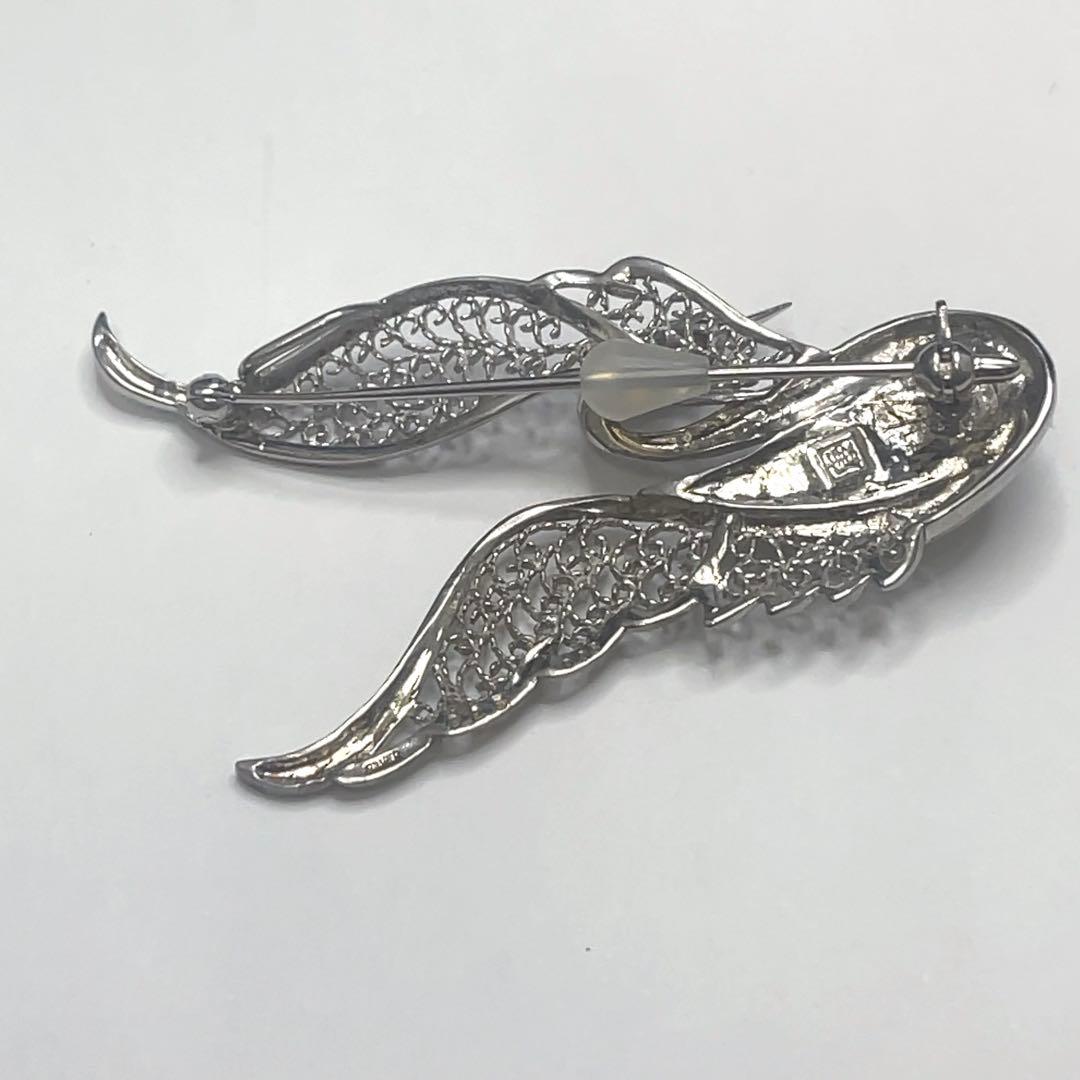 岩倉康二 銀製 白鳥ブローチ＆ペンダントトップ パール/ルビー付き 2way