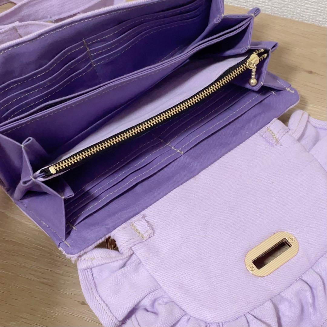 カラーデニムリメイク フリル ウォレット ショルダー