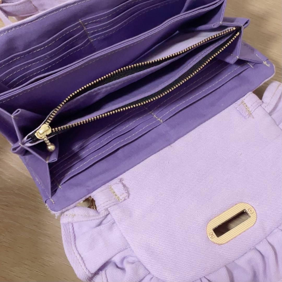 カラーデニムリメイク フリル ウォレット ショルダー