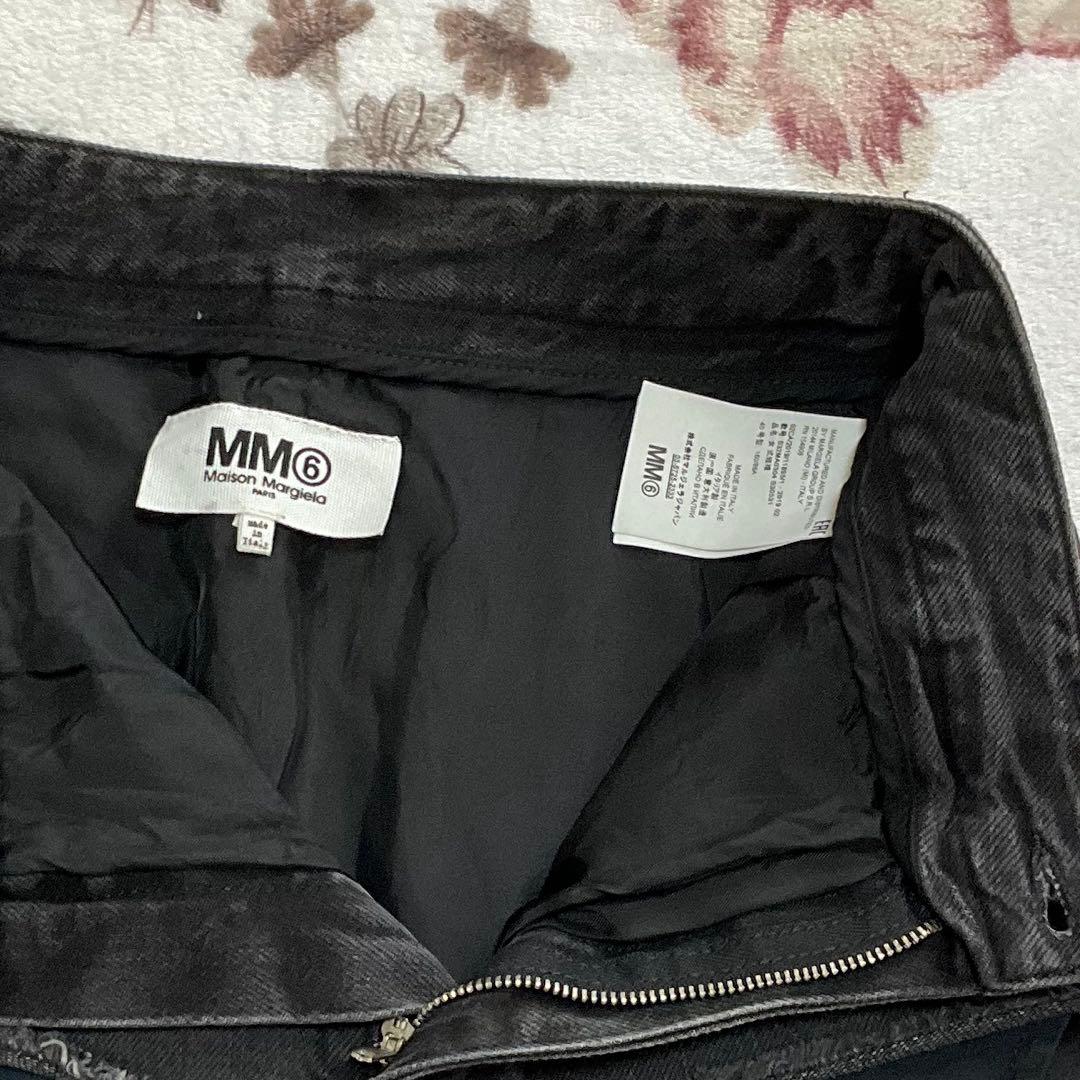 MM6★*ブラックデニム&サテンドッキングスカートS*°♡