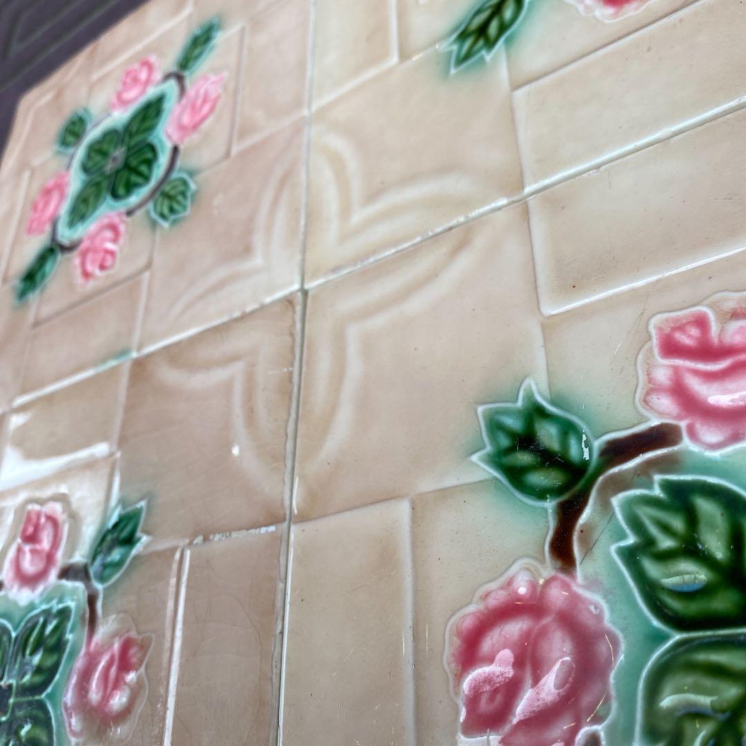 ハンドメイド日本製アンティークマジョリカタイルＡ⑥４枚セット　プラナカンタイル