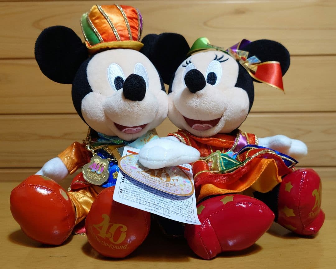 ディズニーDISNEYミッキーマウス＆ミニー記念品付ペアぬいぐるみ40周年新品