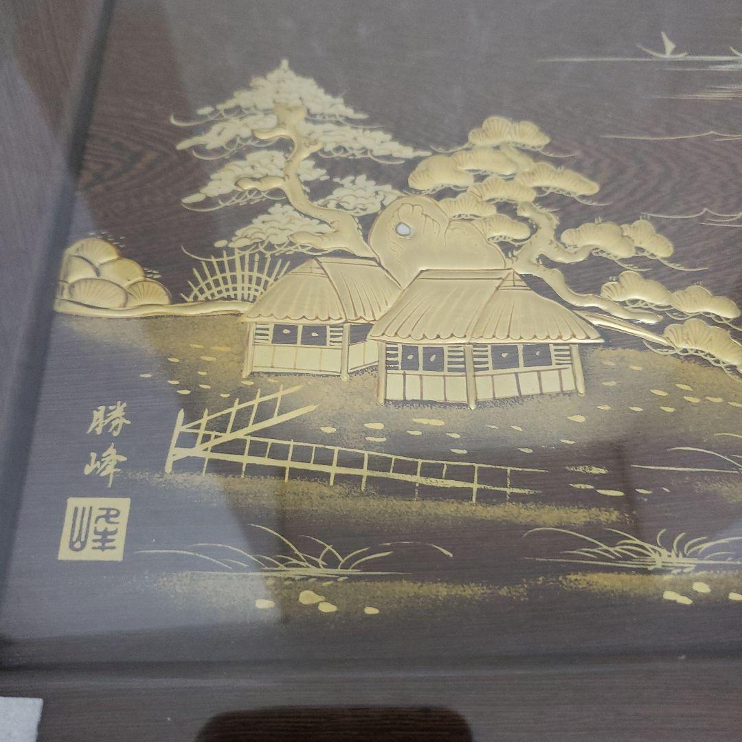 蔵出し特価　鉄刀木(たがやさん)本金蒔絵飾り台作家物　面取りガラスカバー付き