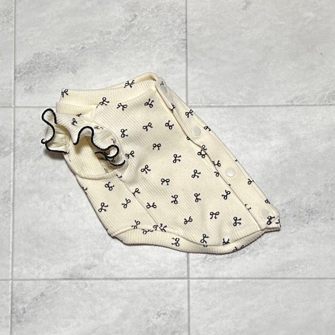 犬服ハンドメイド　起毛リブ　バックオープントップス