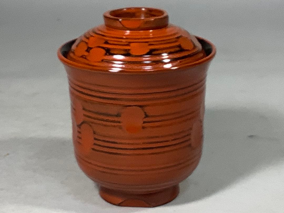 亀甲根来塗　小吸物椀　葵春　茶会席　茶道具