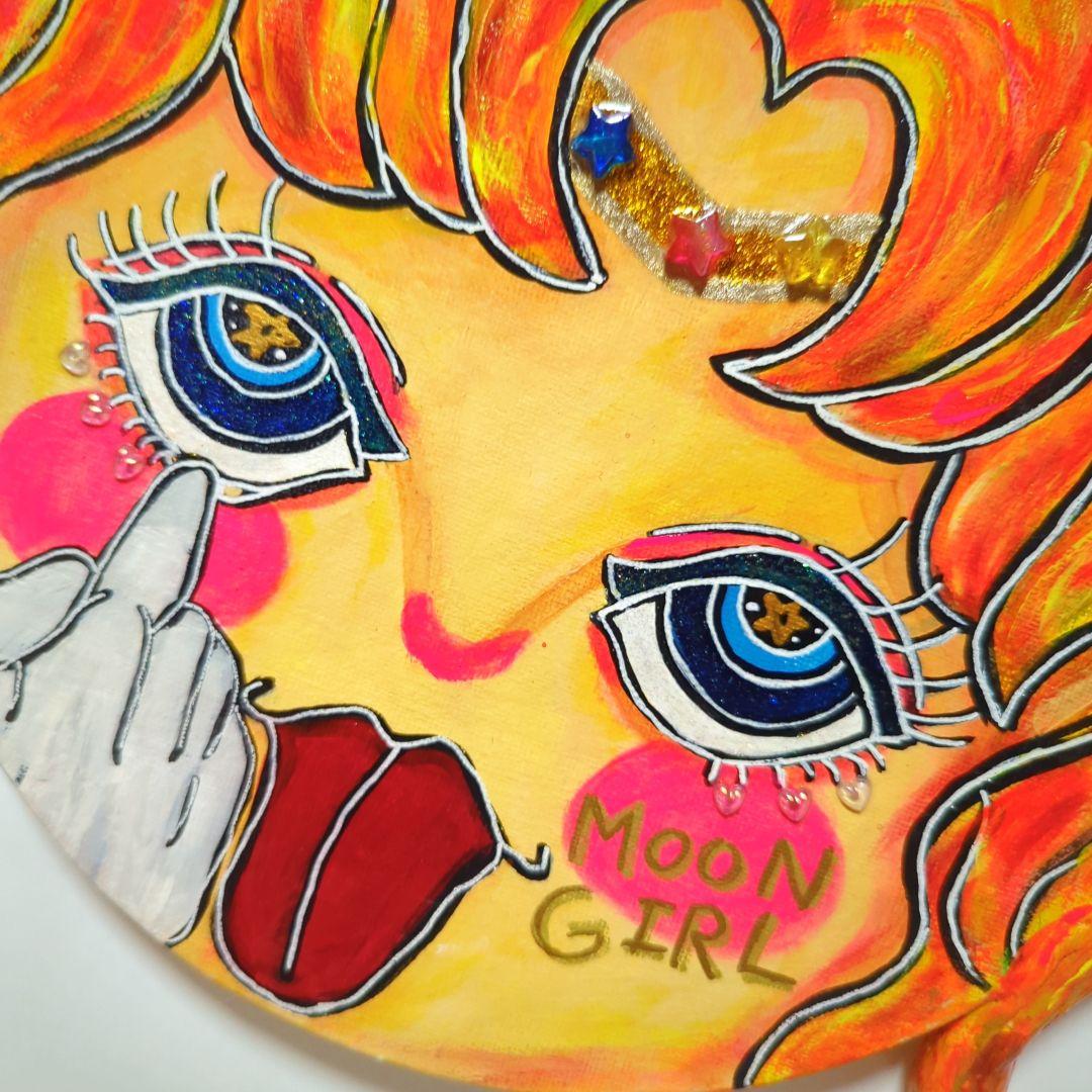 【一点物アート】MOON GIRL−月の子-【丸キャンバス】