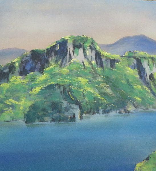 掛軸　浜孤嘯　『十和田湖』　共箱　二重箱　太巻