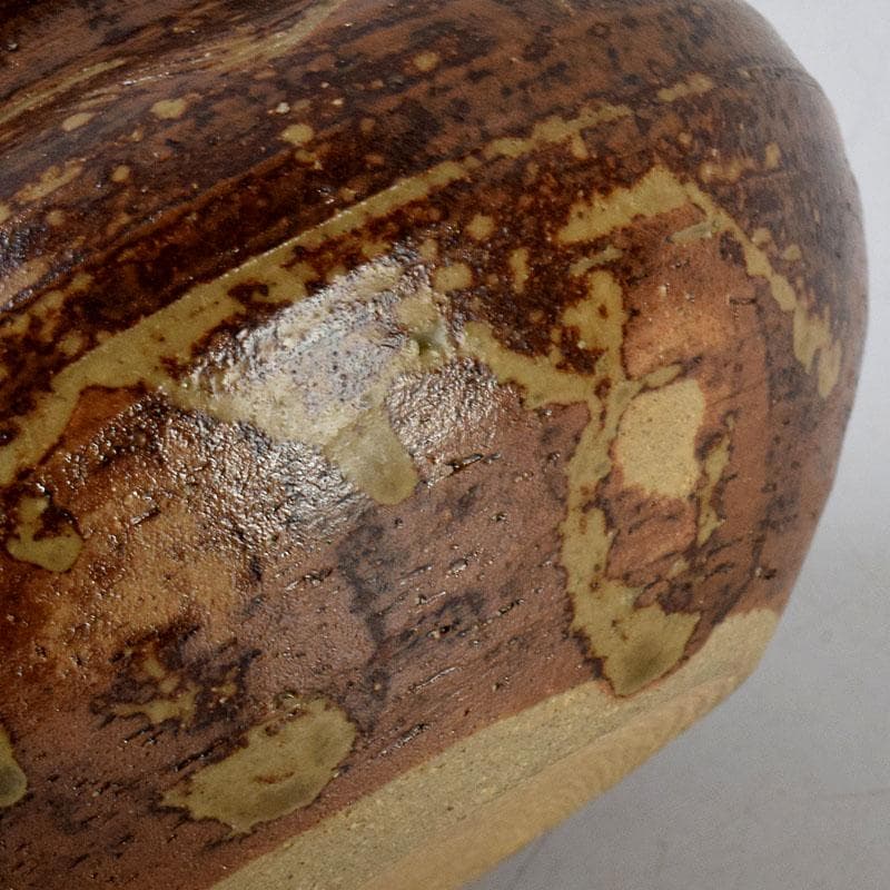 茶道具　瀬戸焼　南山窯　田沼起八郎作　渋紙手　茶入　仕覆付　共箱　V　8581