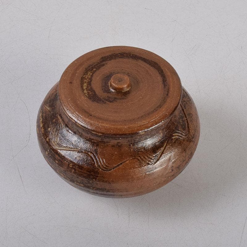 茶道具　瀬戸焼　南山窯　田沼起八郎作　渋紙手　茶入　仕覆付　共箱　V　8581