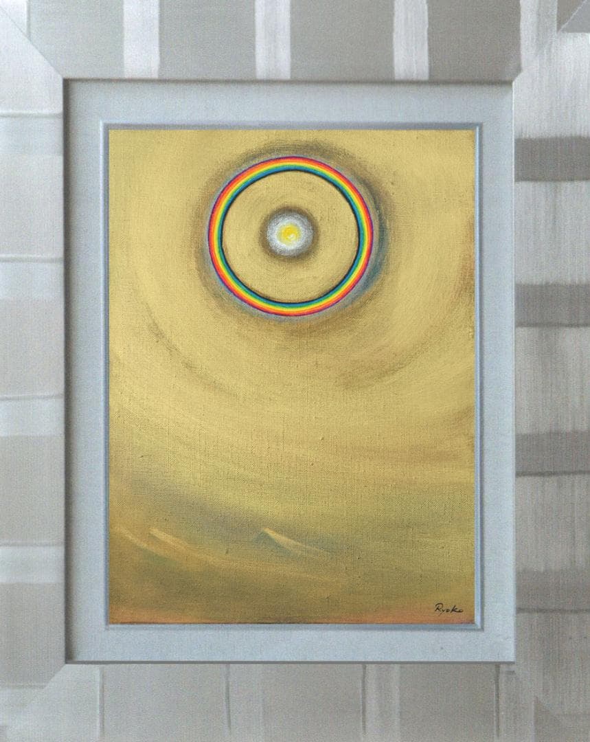 油絵 菅家令子 絵 絵画インテリア額付(銀) F4-G202023 風景祈り奇跡