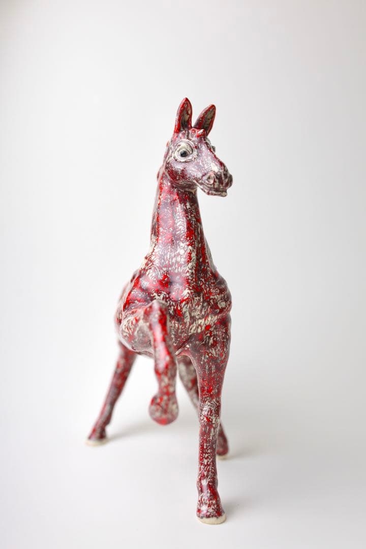 箕面焼　松田箕山　馬　置き物