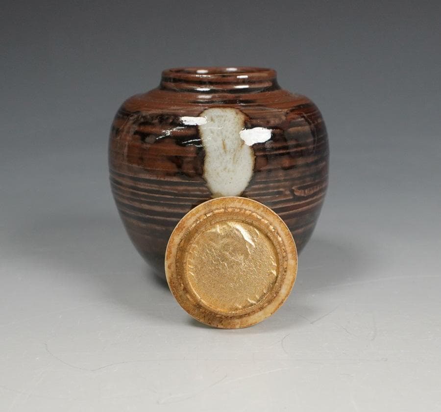 清水茂生古瀬戸茶入 新紹緞子仕覆