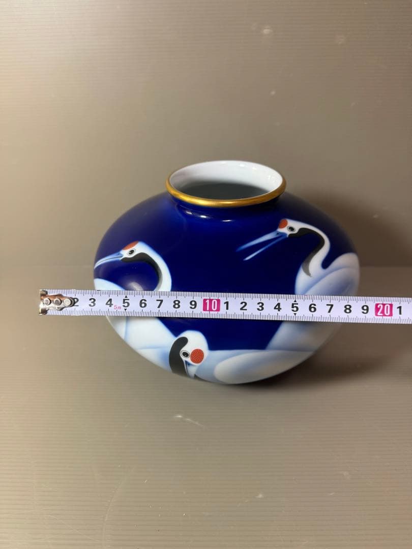 2740 深川製磁　金縁鶴文　花瓶