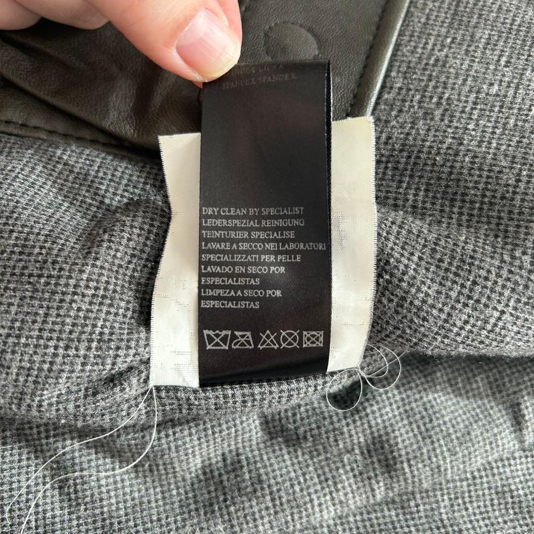 ARMANI COLLEZIONI 羊革 フーデッド レザージャケット 48